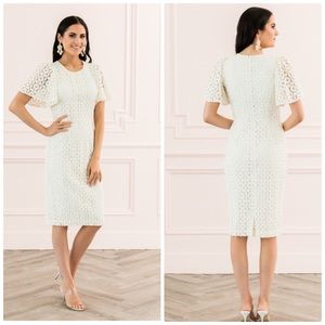 Rachel Parcell Flutter Sleeve Lace Sheath Dress